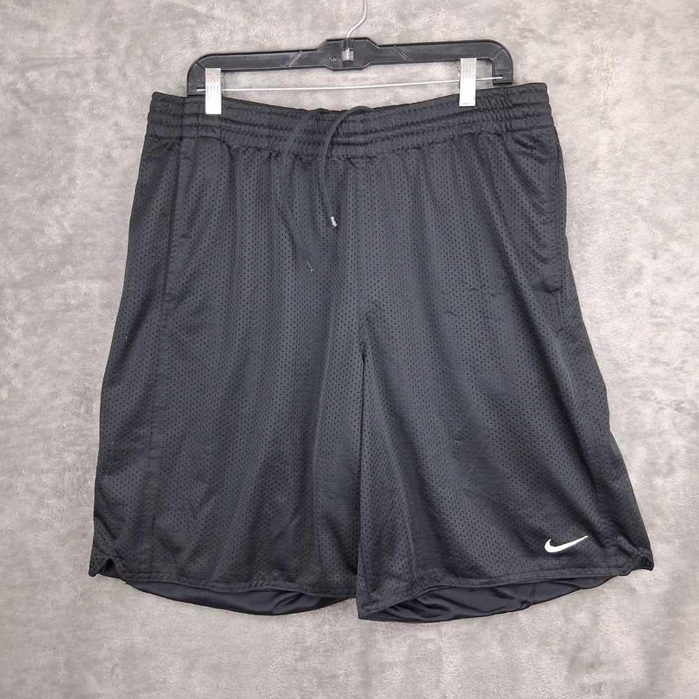Nike Basketball Mesh Shorts Mens XL Black Y2K Swoosh 339739-010 Athletic Gym